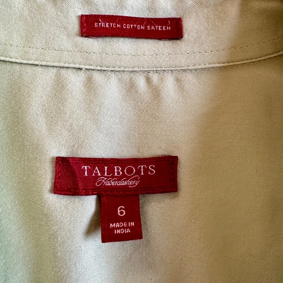 Talbot's Light Green Stretch Cotton Sateen Button-Down Shirt – Women’s Size - Picture 3 of 8